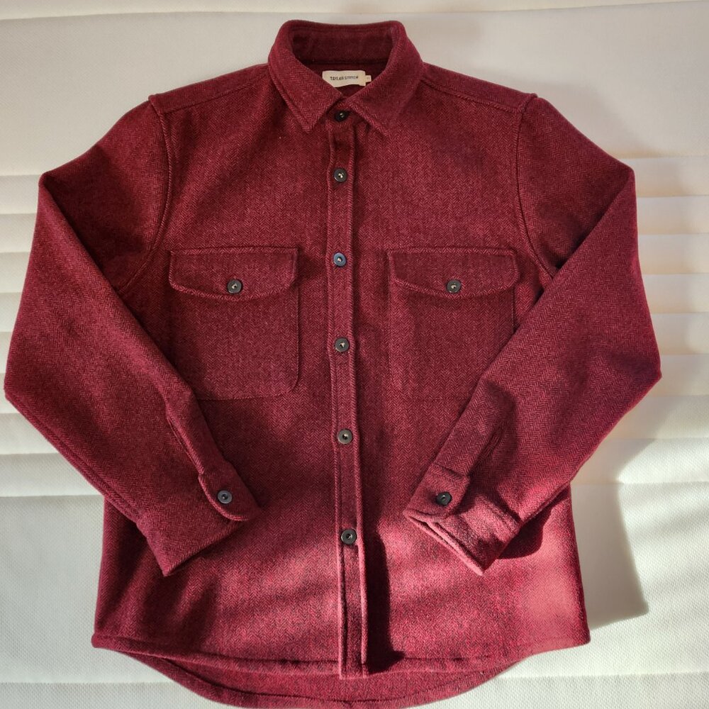 Taylor Stitch - The Explorer Shirt in Burgundy Herringbone Wool - M-40